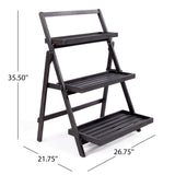 Outdoor Dark Grey Acacia Wood Plant Stand (Set of 2) - NH085203