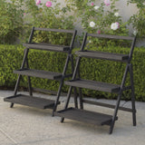 Outdoor Dark Grey Acacia Wood Plant Stand (Set of 2) - NH085203