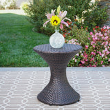 Outdoor 16-inch Multi-brown Wicker Hourglass Side Table - NH184103