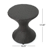 Outdoor 16-inch Multi-brown Wicker Hourglass Side Table - NH184103