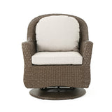Outdoor 4 Seater Wicker Swivel Chair and Fire Pit Set - NH479213