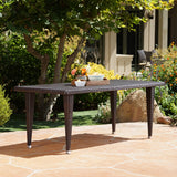 Outdoor 75-inch Multibrown Wicker Rectangular Dining Table - NH135103