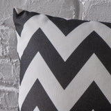Indoor Black and White Zig Zag Striped Water Resistant Throw Pillow - NH538203