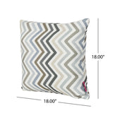 Outdoor Zig Zag Striped Water Resistant Tasseled Square and Rectangular Throw Pillows (Set of 4) - NH870303