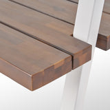 Outdoor 6 Seater Acacia Wood and Iron Planter Dining Set - NH737903