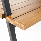Outdoor 6 Seater Acacia Wood and Iron Planter Dining Set - NH737903