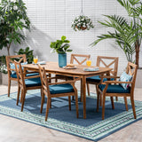 Outdoor 7 Piece Acacia Wood Dining Set - NH449503