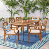 Outdoor 7 Piece Acacia Wood Dining Set - NH449503