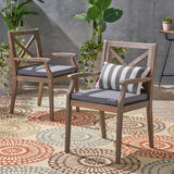 Outdoor Acacia Wood Dining Chair (Set of 2), Grey with Grey Cushions - NH186403