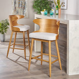 Mid Century Modern Fabric Barstools (Set of 2) - NH285403