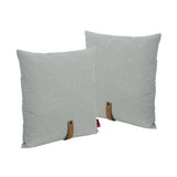 Mid Century Square Fabric Pillow with Faux Leather Strap - NH383503