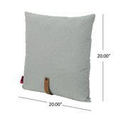 Mid Century Square Fabric Pillow with Faux Leather Strap - NH383503