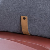 Contemporary Square and Rectangular Fabric Pillow Set with Faux Leather Strap - NH473903
