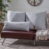 Contemporary Square and Rectangular Fabric Pillow Set with Faux Leather Strap - NH473903