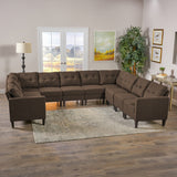 Mid Century Modern 10 Piece Fabric U-Shaped Sectional Sofa - NH706303