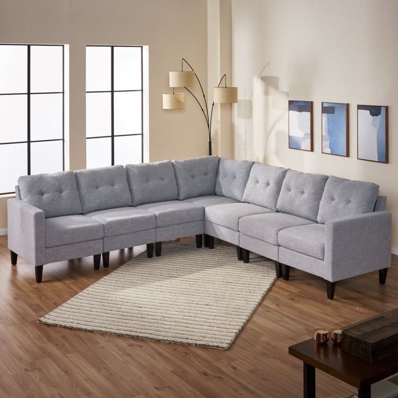 Mid Century Modern Extended Sectional Sofa Set - NH095503