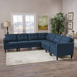 Mid Century Modern 7 Piece Fabric Extended Sectional Sofa - NH906303