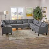 Mid Century Modern 10 Piece Fabric U-Shaped Sectional Sofa - NH706303