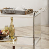 Acrylic Bar Trolley with Glass Shelves, Clear - NH079403