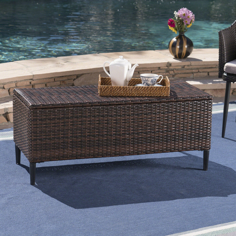 Outdoor Wicker Storage Chest - NH240403