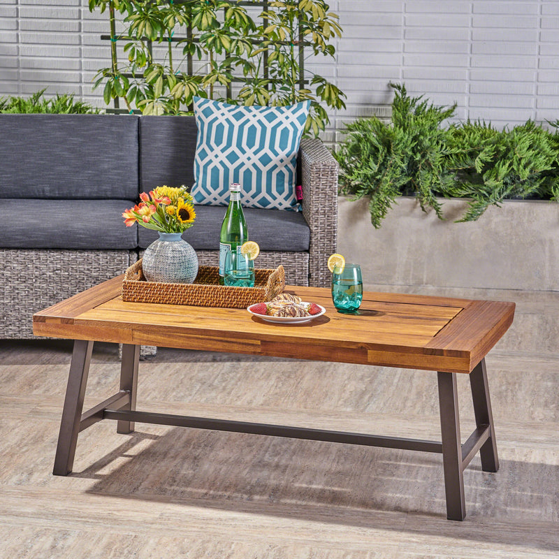 Outdoor Acacia Wood Coffee Table, Sandblast Finish - NH175403