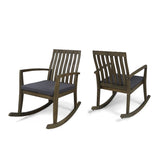 Acacia Wood Rustic Style Rocking Chair with Water Resistant Cushions - NH389803