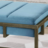 Modern Velvet Ottoman Bench with Brass Finish - NH780503