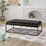 Modern Velvet Ottoman Bench with Brass Finish - NH780503