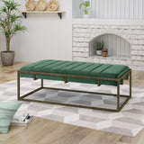 Modern Velvet Ottoman Bench with Brass Finish - NH780503