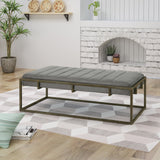 Modern Velvet Ottoman Bench with Brass Finish - NH780503