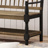 Indoor Farmhouse Acacia Wood Bench with Shelf - NH043503