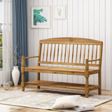 Indoor Farmhouse Acacia Wood Bench with Shelf - NH043503