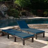 Outdoor Wicker Chaise Lounge with Water Resistant Cushion - NH668303