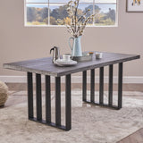 Indoor Farmhouse Oak Finish Light Weight Concrete Dining Table - NH521403