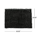 Modern Glam Rectangular Taupe Faux Fur Throw Blanket - NH332403