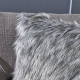 Furry GlamDark Grey and Light Grey Streak Faux Fur Throw Pillow - NH642403