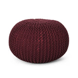 Modern Knitted Cotton Round Pouf - NH088313