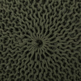 Modern Knitted Cotton Round Pouf - NH088313