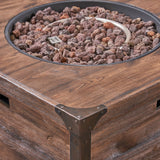 Outdoor 4 Piece Wood and Wicker Club Chair Set with Fire Pit - NH818703