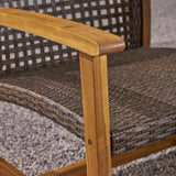Outdoor 4 Piece Wood and Wicker Club Chair Set with Fire Pit - NH818703