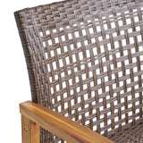 Outdoor 4 Piece Wood and Wicker Club Chair Set with Fire Pit - NH818703