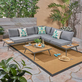 Outdoor Wood and Aluminum V-Shaped 5 Seater Sofa Set - NH321503