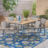 Outdoor 7 Piece Aluminum & Wood Dining Set - NH591503