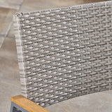 Outdoor 7 Piece Aluminum and Wicker Dining Set with Glass Top - NH303503