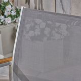 Outdoor Aluminum and Mesh 7 Piece Dining Set with Glass Table Top - NH986503
