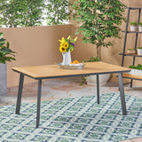 Outdoor Aluminum Dining Table with Faux Wood Table Top - NH841503