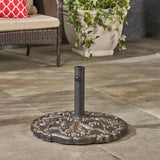 Outdoor 66lb Concrete Circular Umbrella Base, Hammered Dark Copper - NH566403