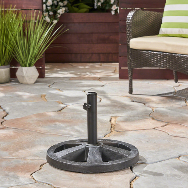 Outdoor 22lb Concrete Circular Umbrella Base, Hammered Iron - NH666403