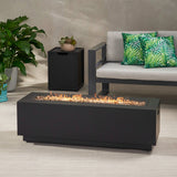 Outdoor Dark Gray Iron Rectangular Propane Fire Pit - 50,000 BTU - NH710403