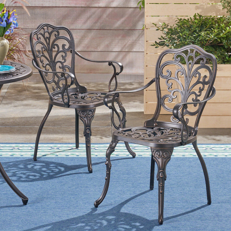 Outdoor Cast Aluminum Dining Chair (Set of 2), Shiny Copper - NH423503